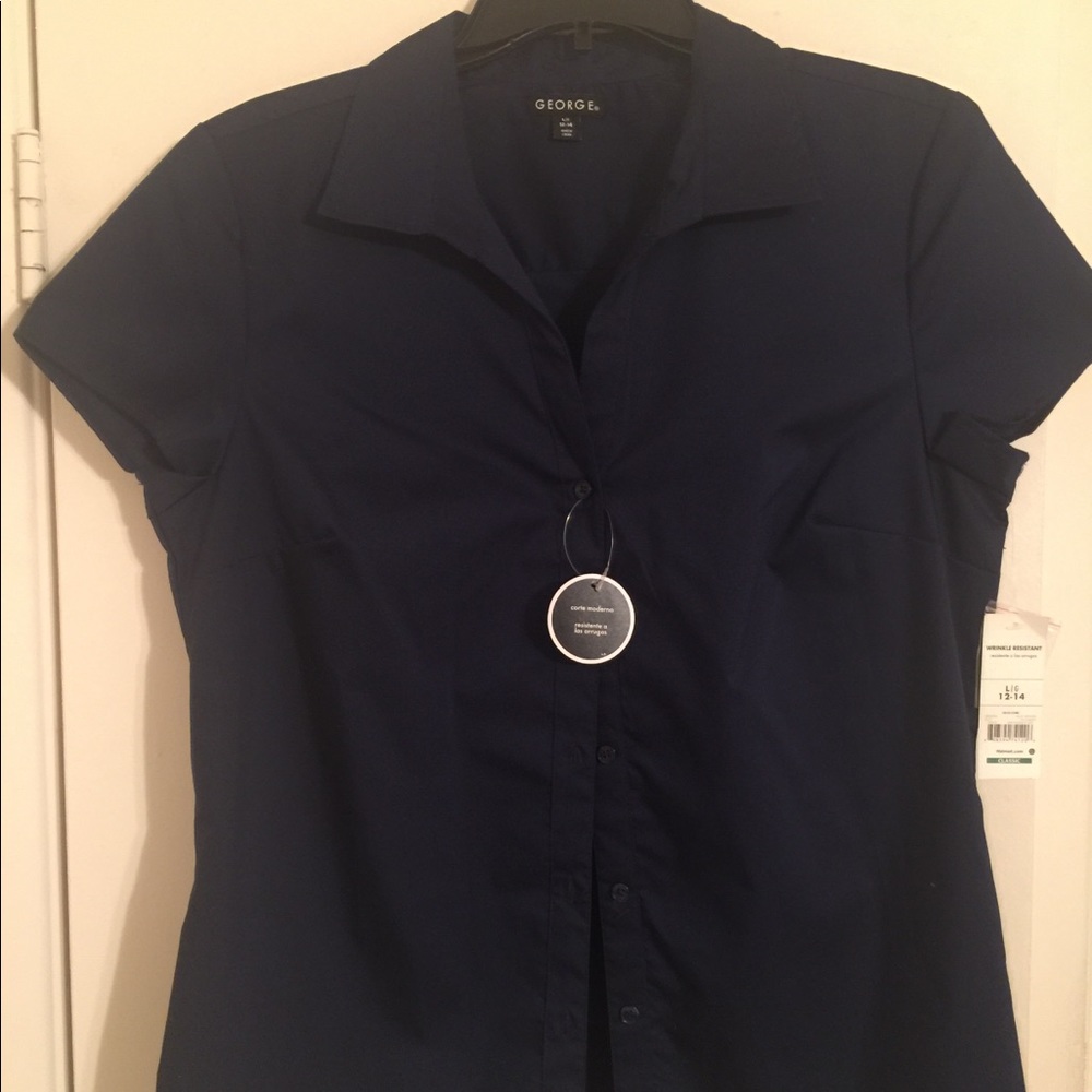 Navy blue button down blouse